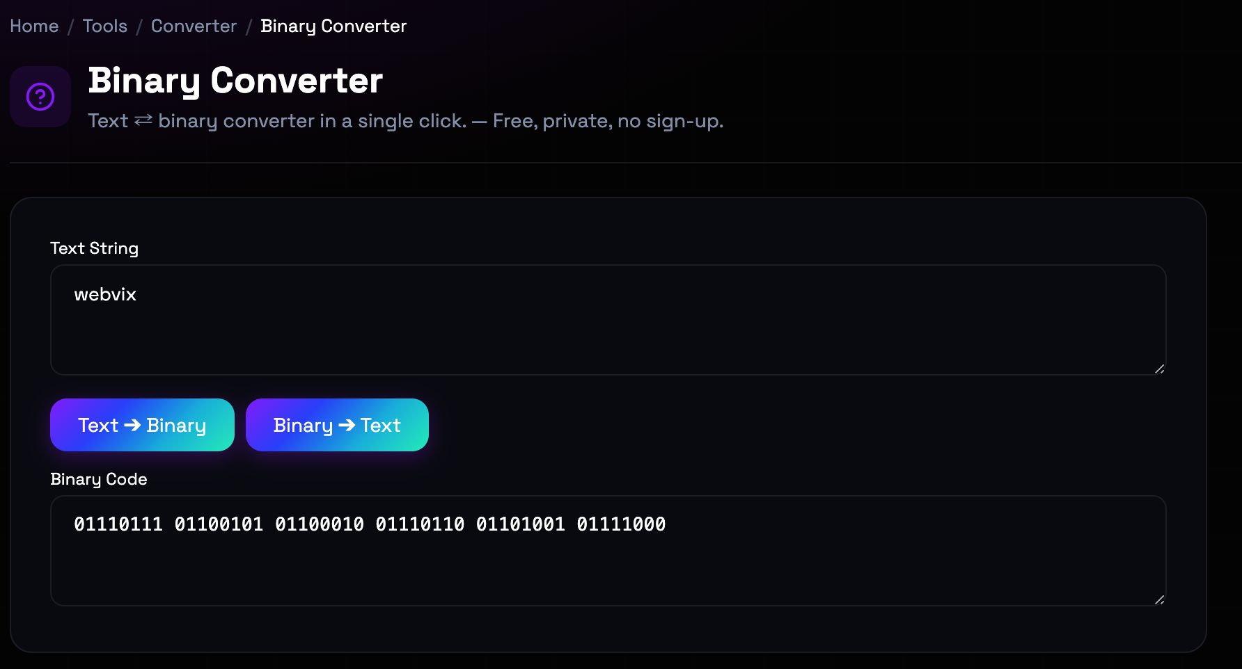 How to use Binary Converter online — free, fast, and private